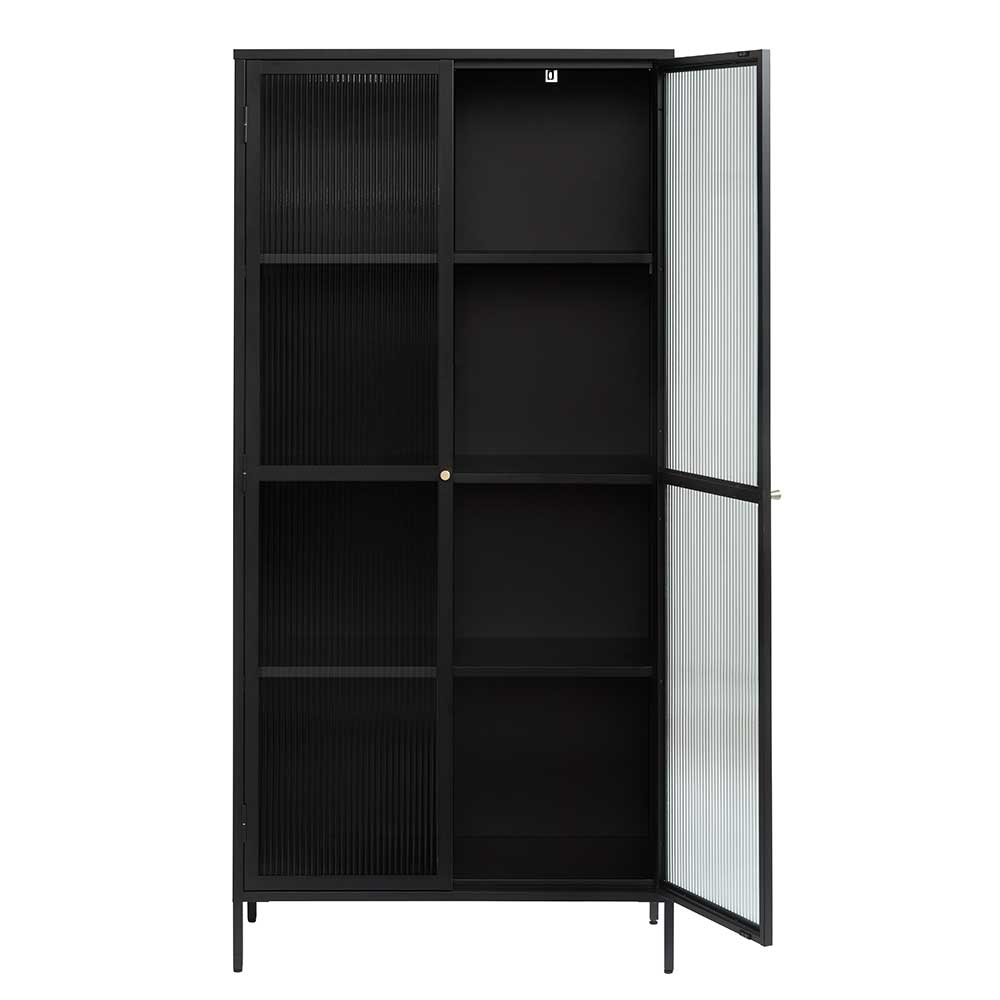 90x190x40 cm Vitrinenschrank aus schwarzem Metall - Gulliver