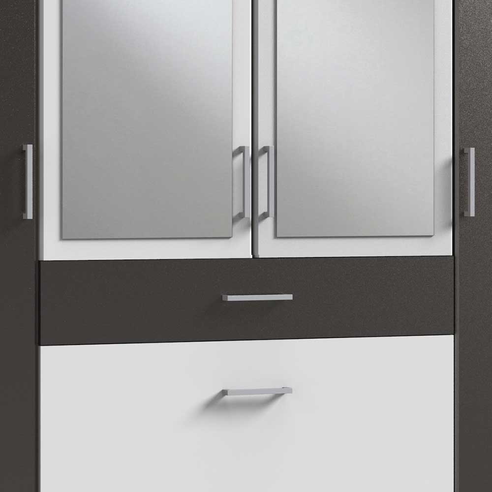 Kleiderschrank in Weiß und Dunkelgrau - Vanila