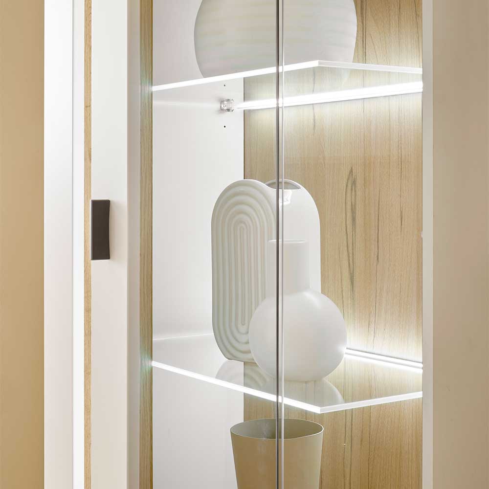 Vitrine mit LED Licht und Metallgriff - Racelyn