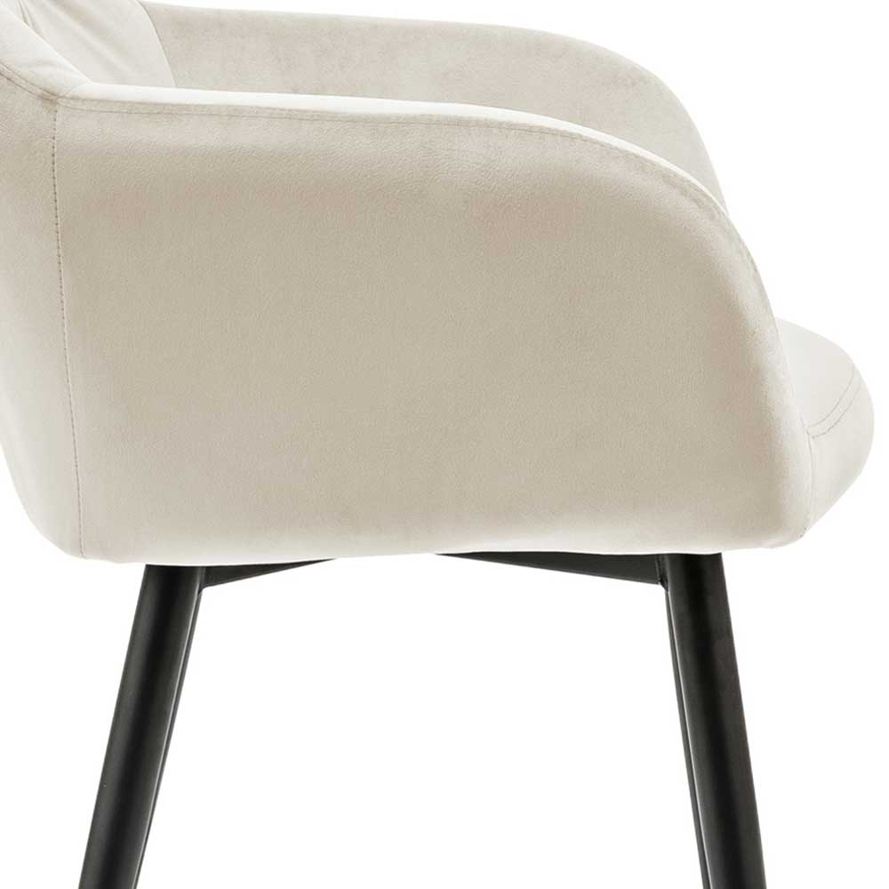 Armlehnenstuhl aus Samt in Creme - Tresema