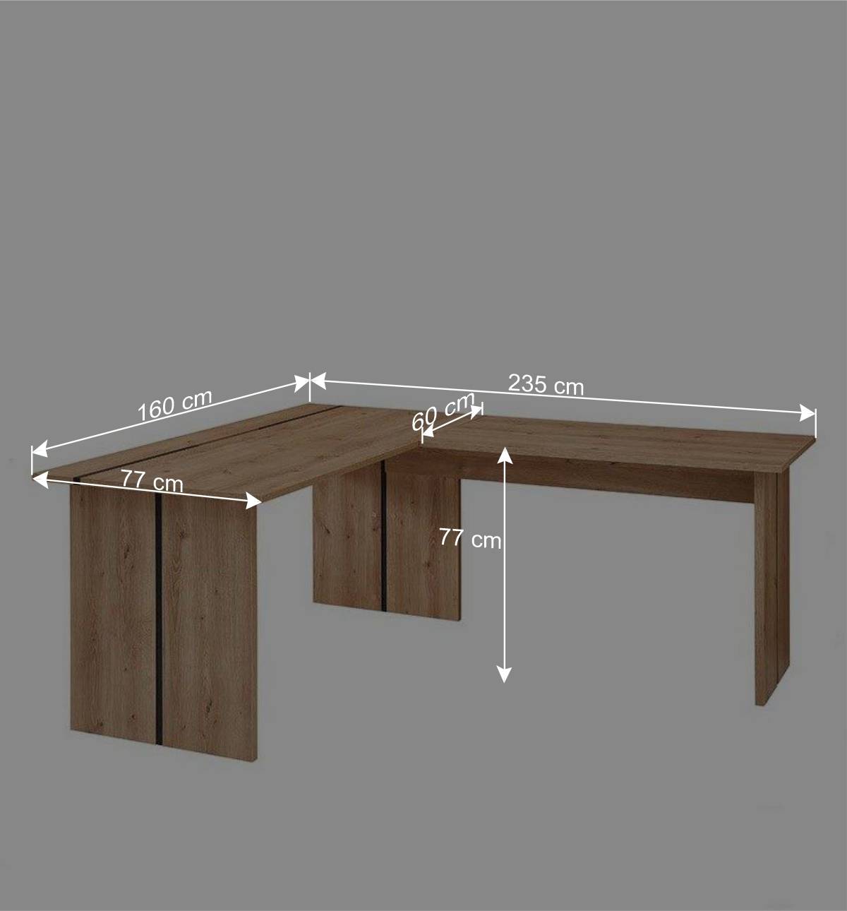 Winkelschreibtisch 160x77x235 cm - Emly