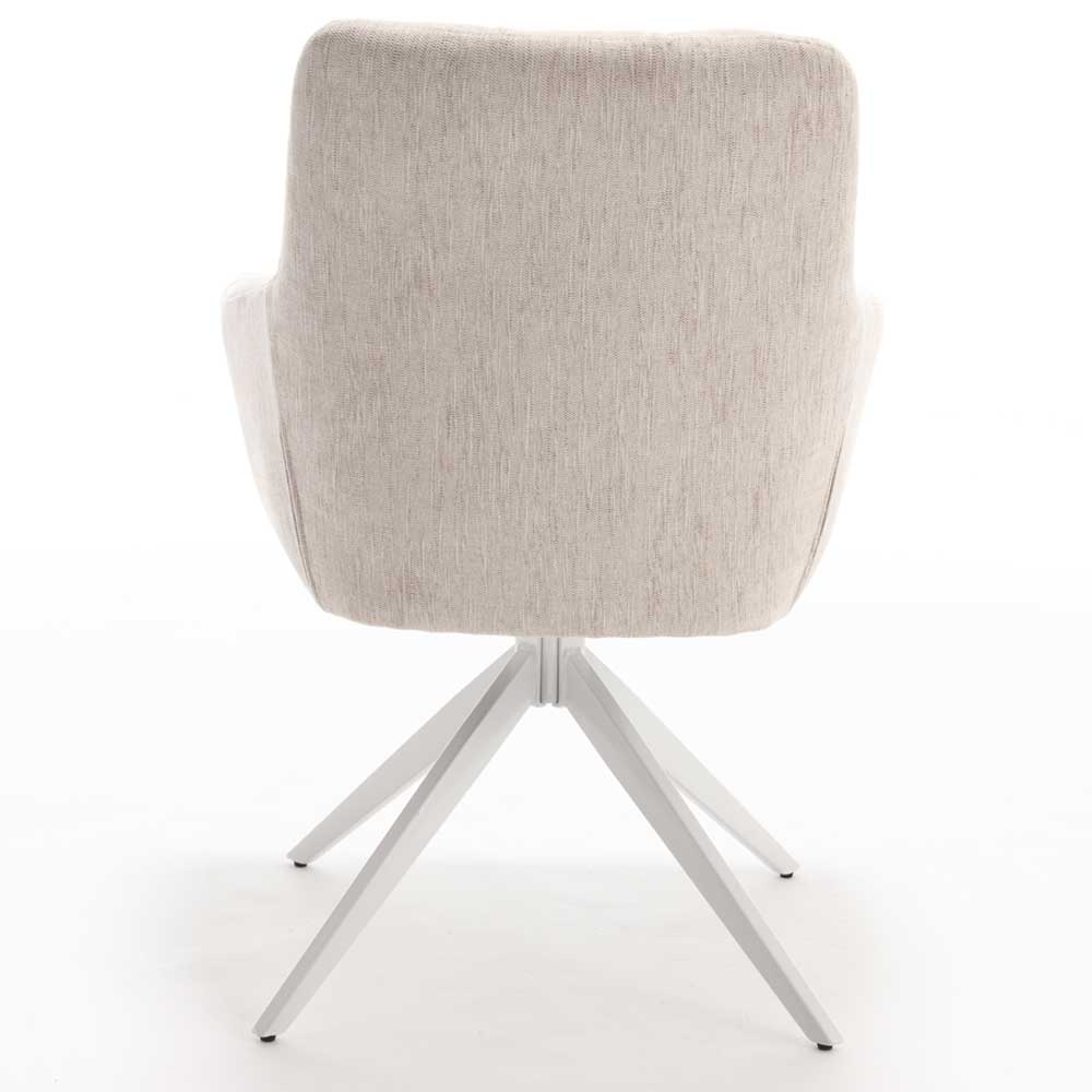 Tischsessel in Creme Strukturstoff - Gonnya (2er Set)