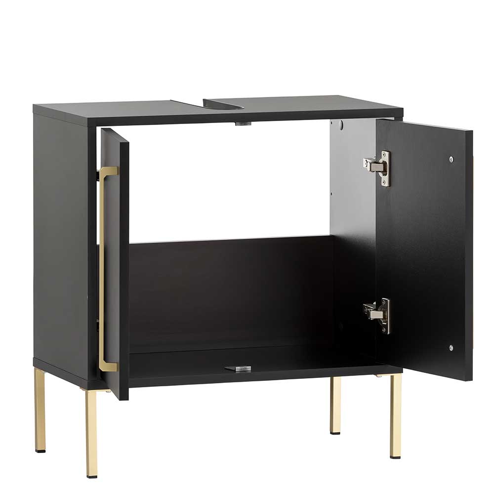 Waschbeckenunterschrank in Schwarz & Gold - Vulcanisa