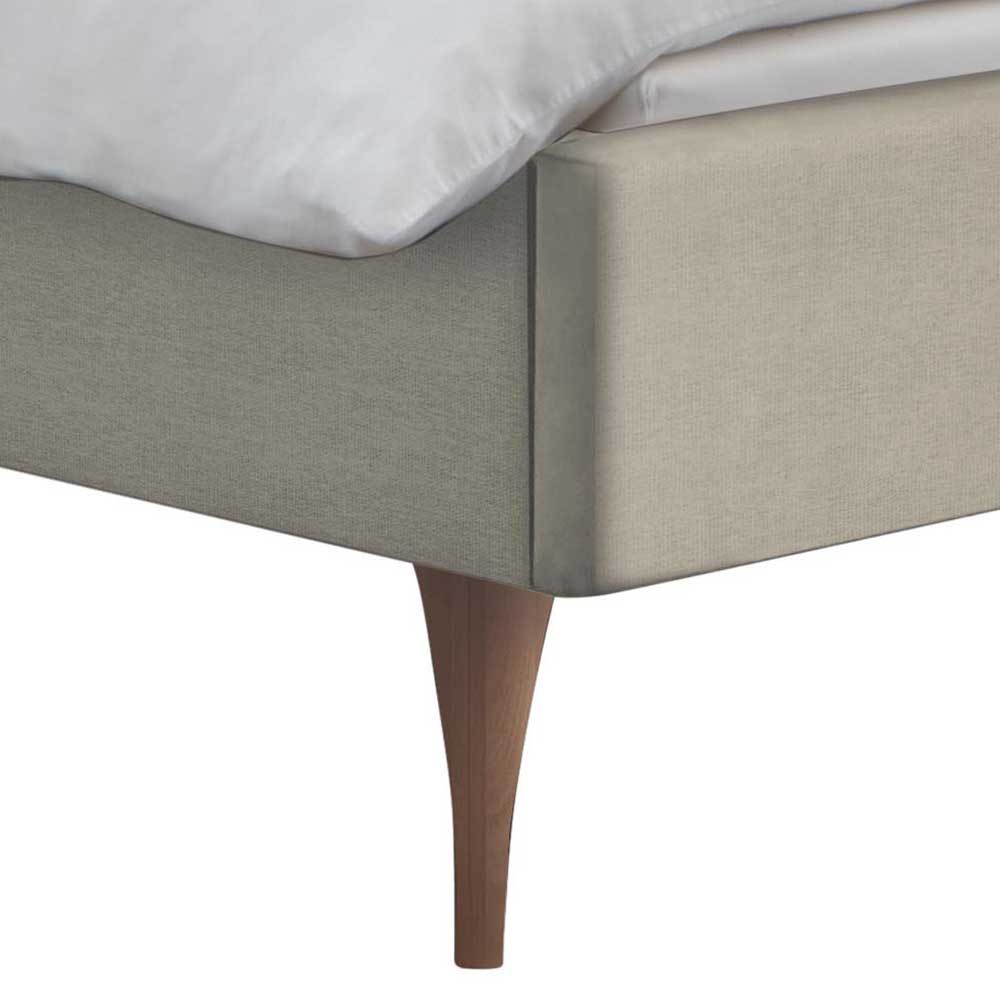 140x200 Stoffbett in Beige und Kernbuche - Dymcu