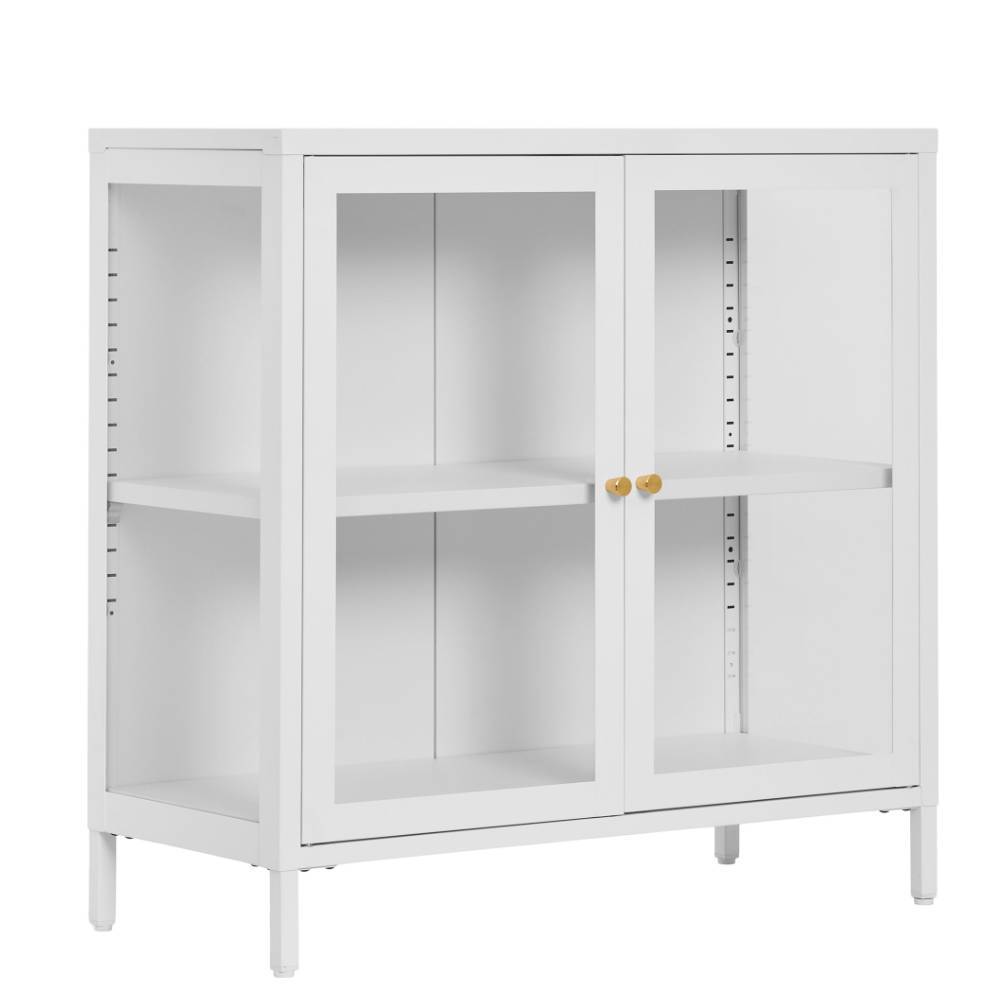Metall-Vitrinen-Kommode in Weiß - Lititia