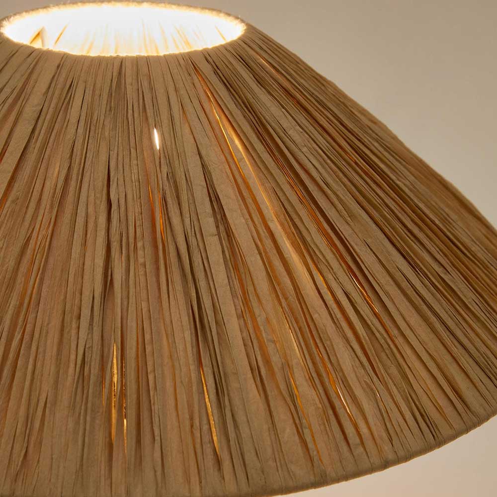 Lampenschirm der Design Tischlampe aus Natur-Raffia-Bast mit warmem Licht – Holdywas