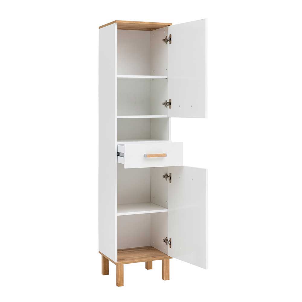 Skandi Bad Hochschrank in Weiß Glanz - Utiona
