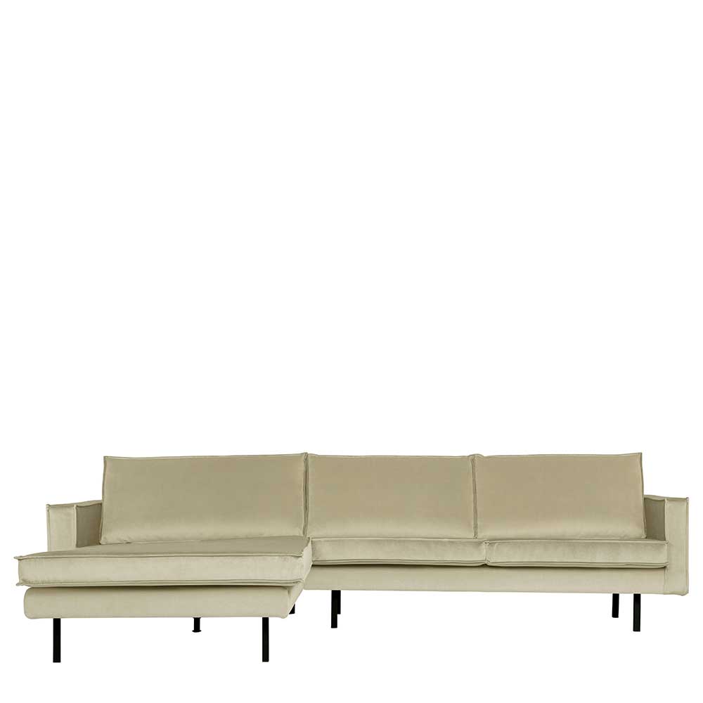 Samt Ecksofa in Graugrün - Loona