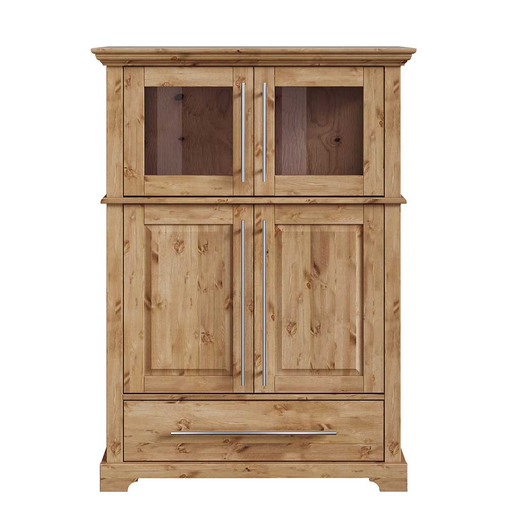 94x133x39 Modern Country Highboard aus Kiefer massiv - Noellisa