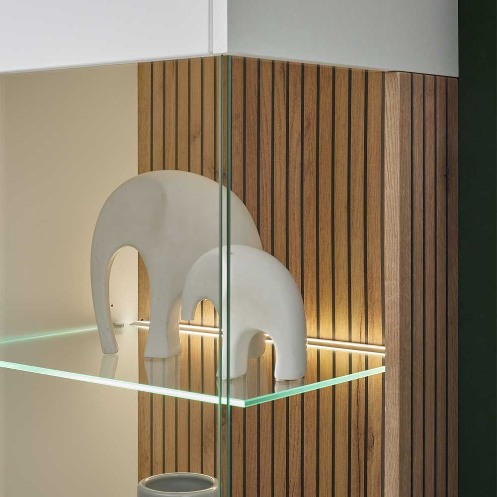 Highboard Vitrine in Mattweiß - Nenaloro