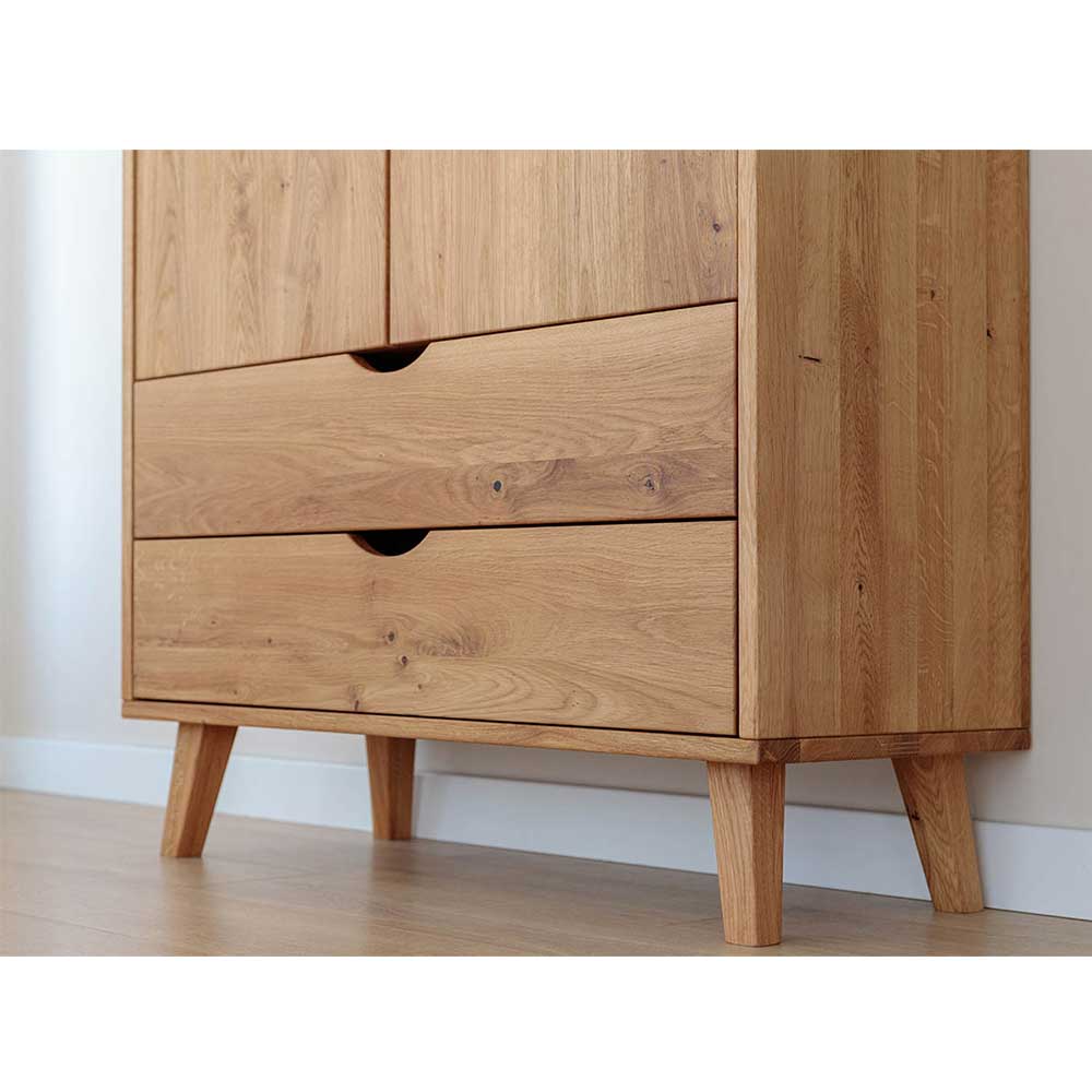 Wildeiche Kombi-Kleiderschrank massiv - Fabijola
