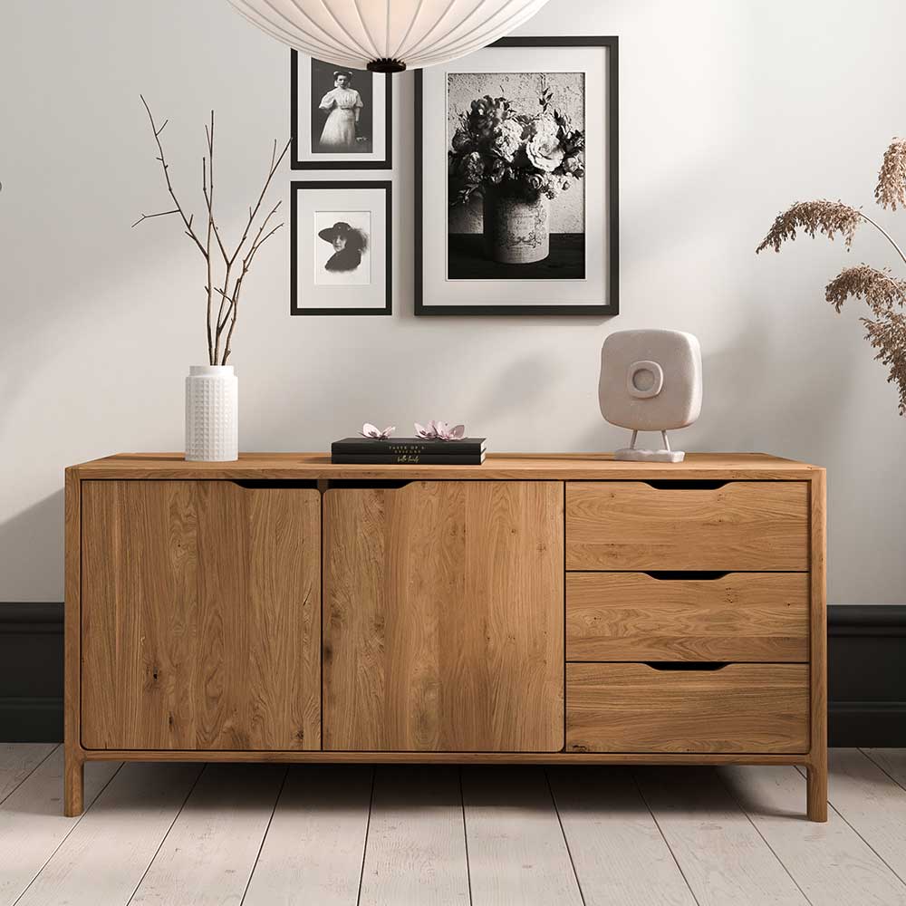 Kombi-Sideboard aus Wildeiche Massivholz - Laida