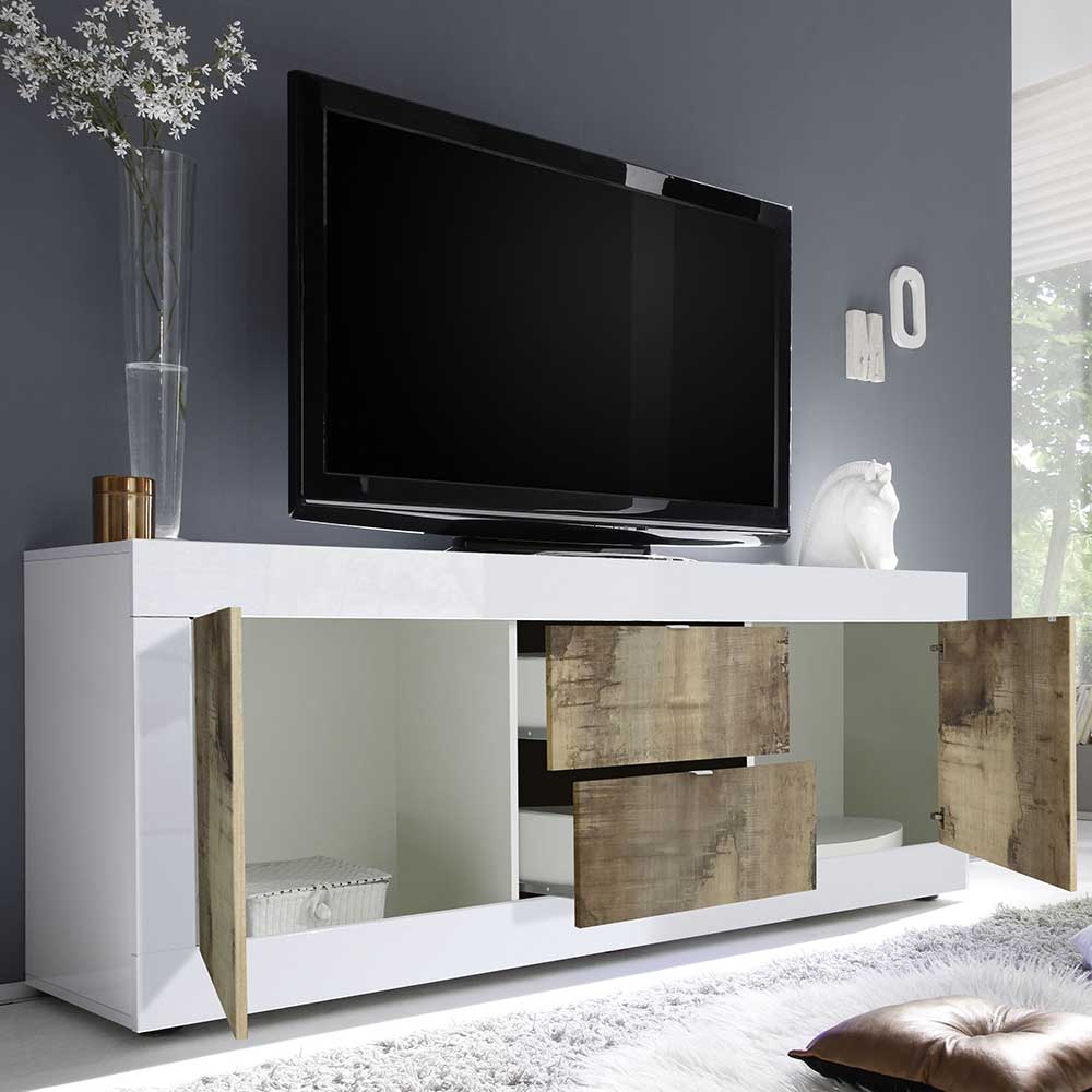 TV Schrank in Holz verwittert - Olvenion