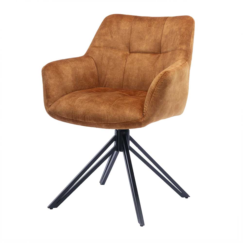 Esstisch Drehstuhl in Ocker Velours - Dayton (2er Set)