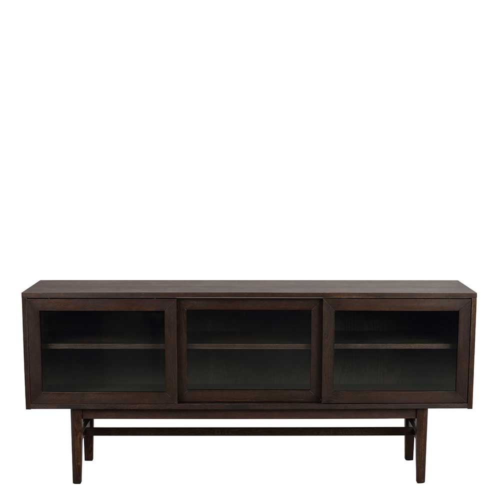 Vitrinen-Sideboard in Eiche Dunkelbraun - Kuana