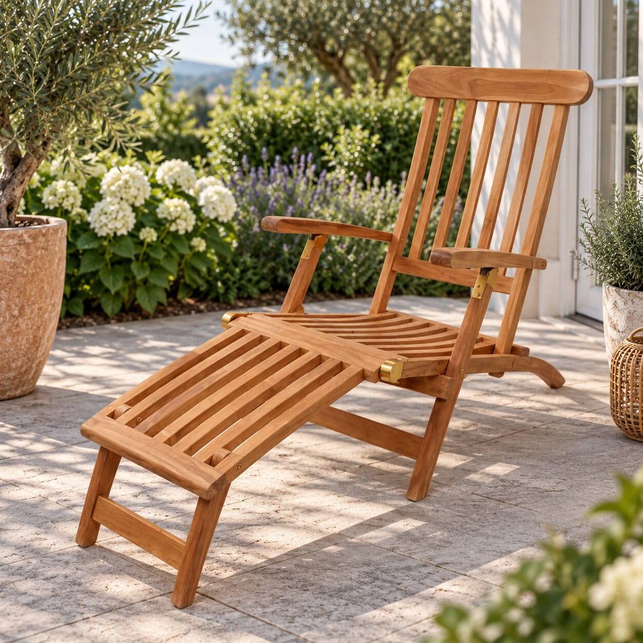 Massivholz Outdoor Deckchair aus Teak - Zavamanco