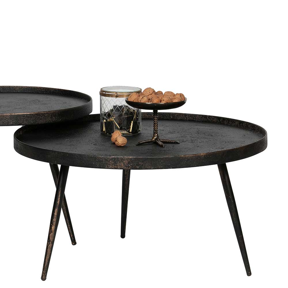 Runder Couchtisch aus Schichtholz & Metall - Niova