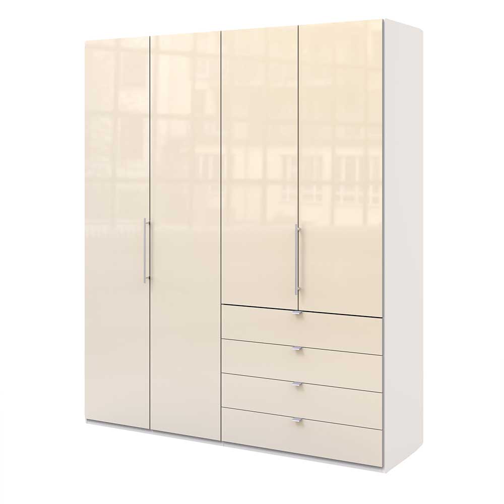 Kombi-Schlafzimmerschrank in Creme Glas - Zidarie