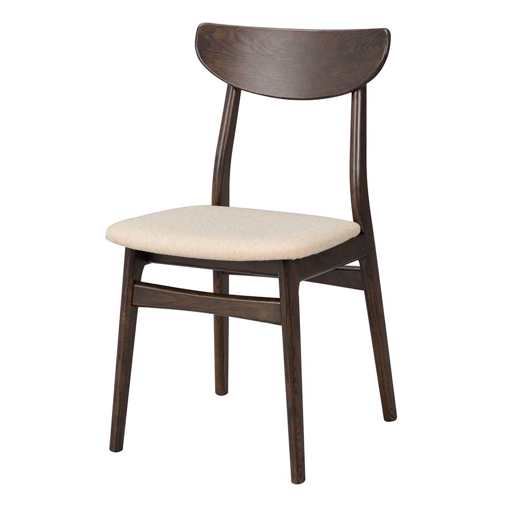 Dunkler Holzstuhl mit Sitz Beige - Italo (2er Set)