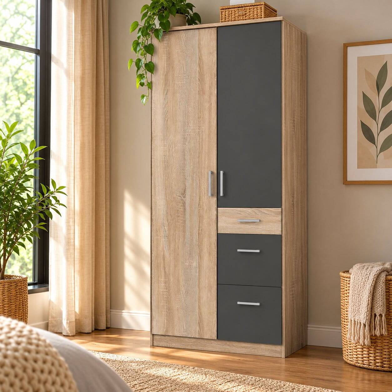 Schlafzimmerkleiderschrank im Holz Look - Danah