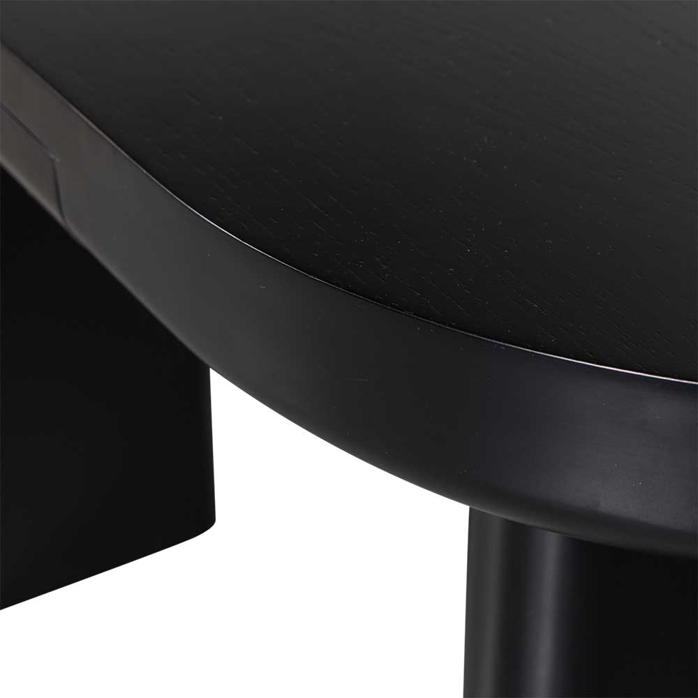 Ovaler Design Schreibtisch in Schwarz Holzoptik - Belinda