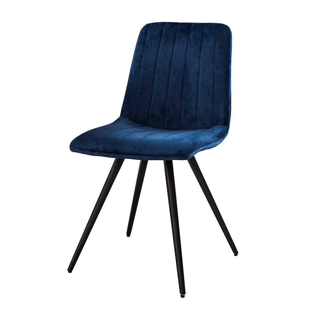 Esstischstühle in Blau Samt - Rasmino (4er Set)