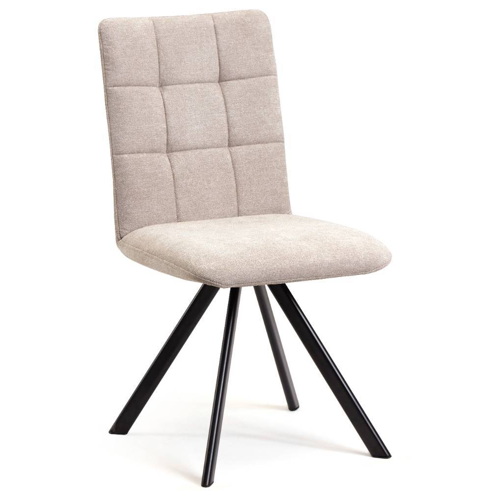 Küchenstuhl in Beige Flockstoff - Bennet (2er Set)