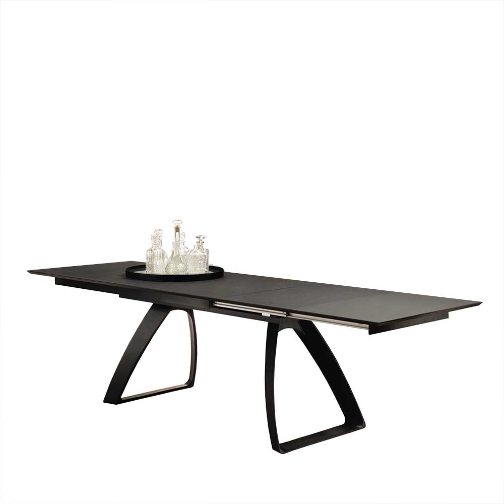 Verlängerbarer Designtisch in Grau & Schwarz - Tilan