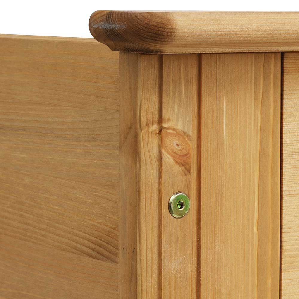 Massivholz Bettrahmen Detail mit Schraubverbindung und sichtbarer Holzmaserung – Imressa