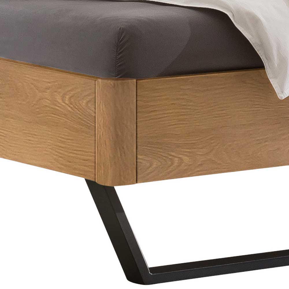 Wildeiche Doppelbett im Industrial Design - Eleenia