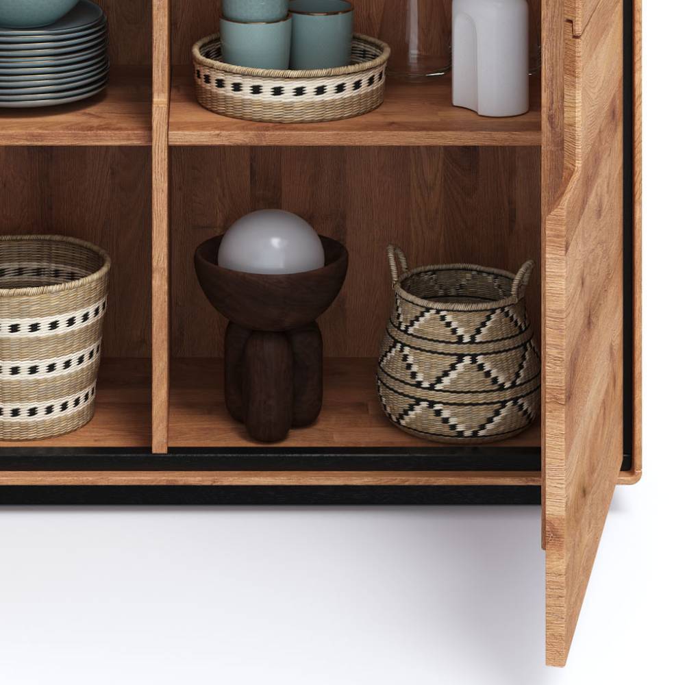 Wildeiche Highboard mit Glas Einsatz - Shipper