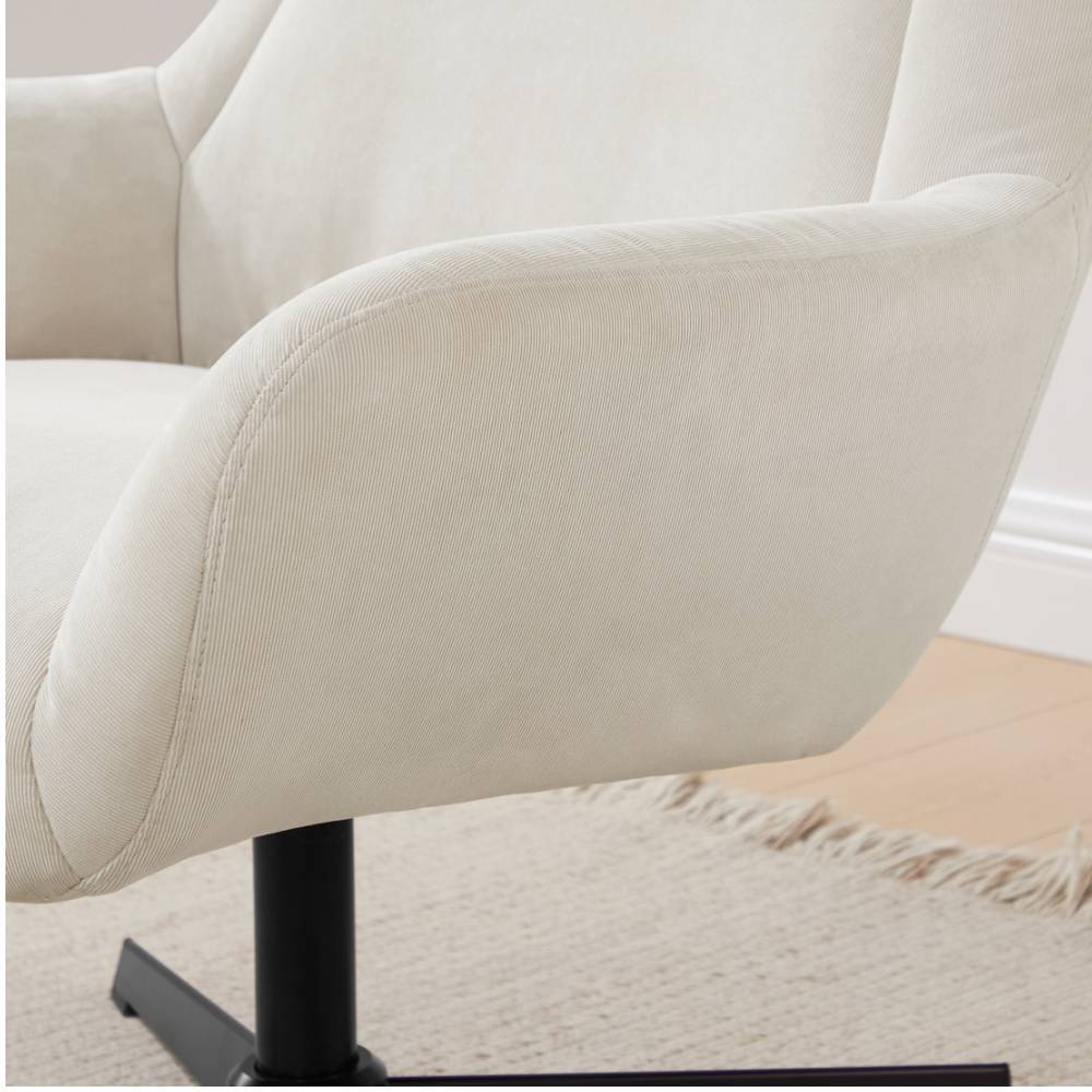 Sessel mit Fußhocker in Beige - Varina (zweiteilig)
