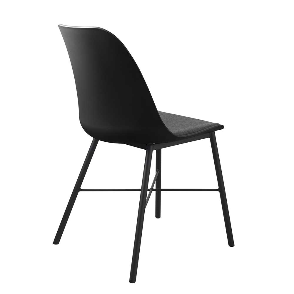 Schwarze Schalenstühle mit Stoffsitz Grau - Vorcalo (2er Set)