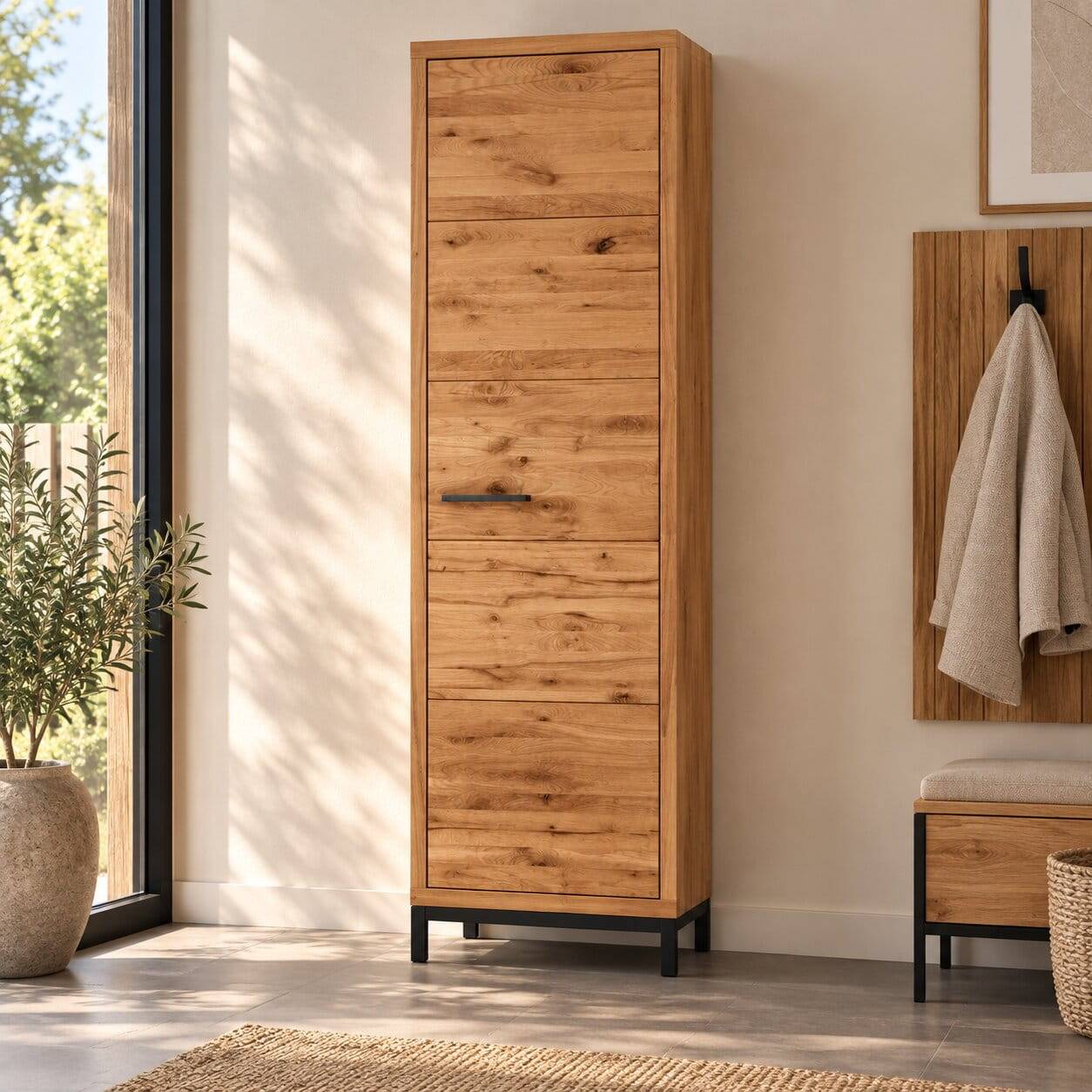 60x200x38 Garderobenschrank aus massiver Kernbuche - Dimphi