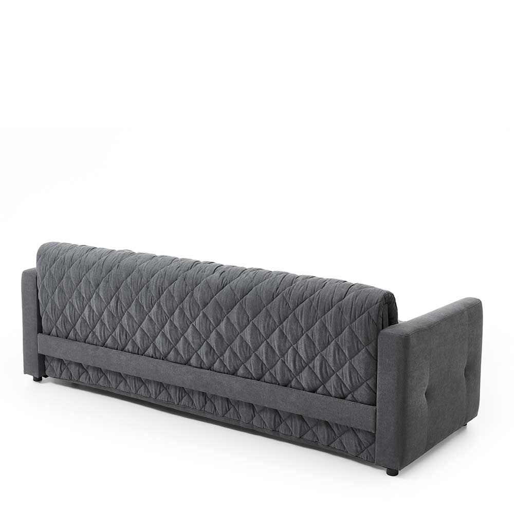 Modernes dunkelgraues Schlafsofa mit gesteppter Rückseite und seitlichen Armlehnen – Riconia