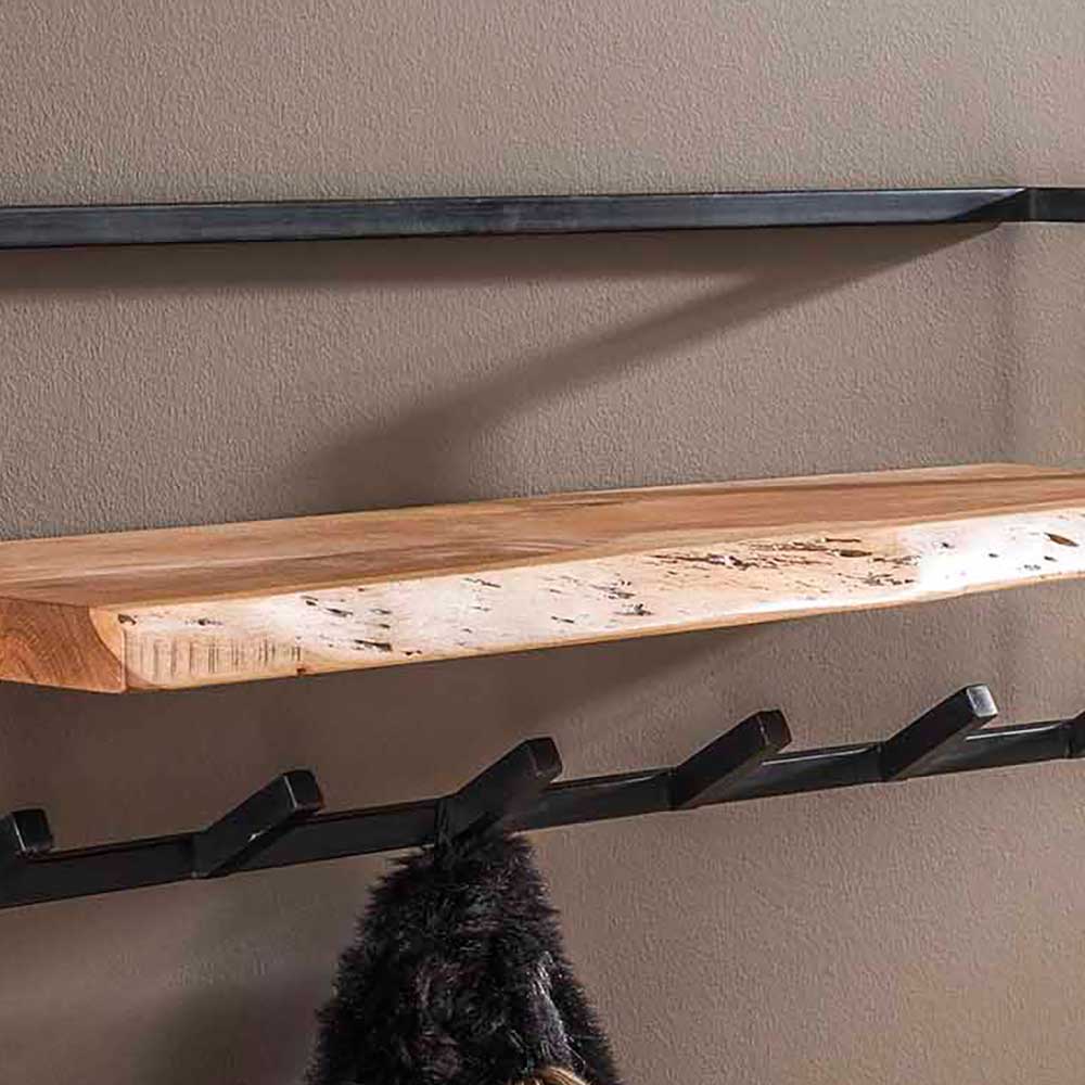 Wandgarderobe aus Holz und grauem Stahl mit praktischer Ablage und Hakenleiste – Bash
