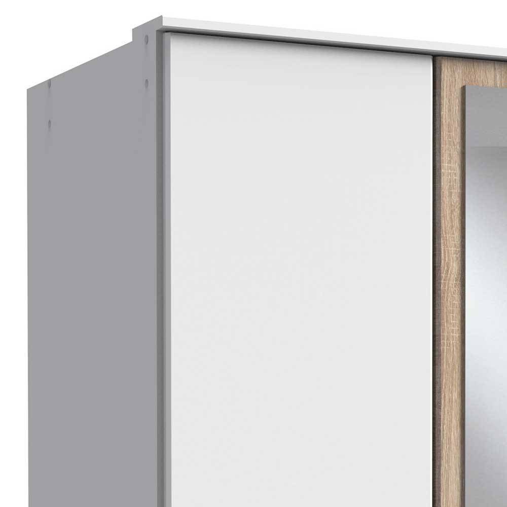 Kleiderschrank in Weiß mit Eiche Sägerau NB - Magdelan