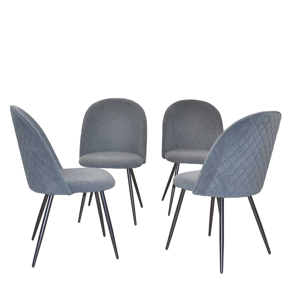 Samt Esstischstühle in Grau - Verona (4er Set)