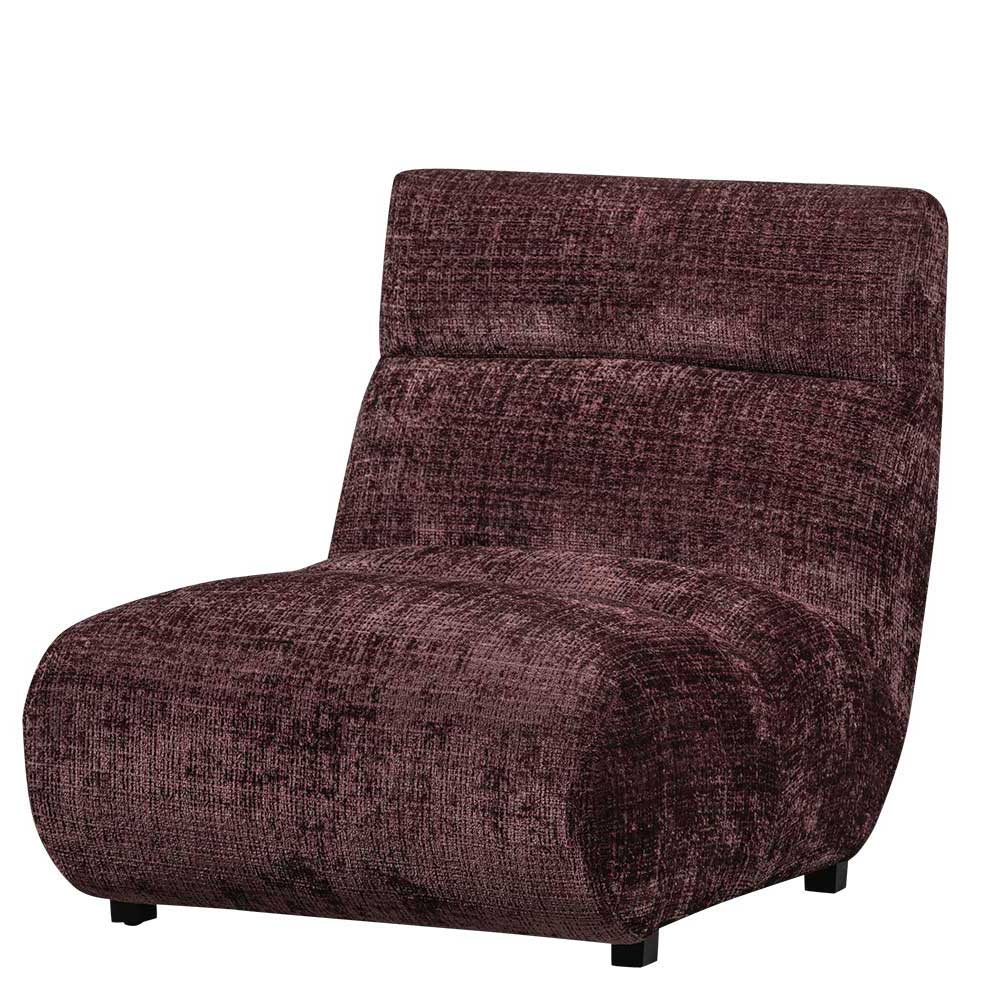 Geschwungener Loungesessel in Violett Chenille mit hoher Rückenlehne für das Wohnzimmer – Kavos