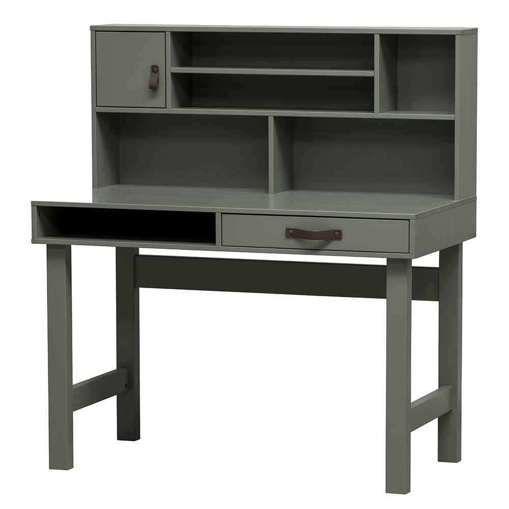 122x58 Schreibtisch mit Aufsatz in Graugrün - Daraon