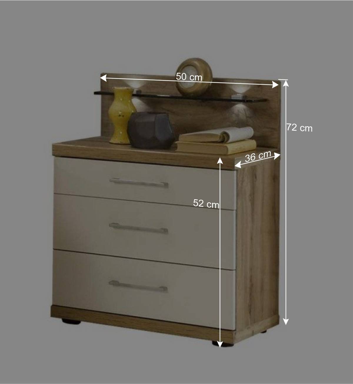 Nachtschrank Set Neriman in Creme und Eichefarben (2er Set)