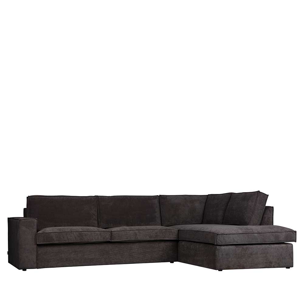 283x92x197 Eckcouch in Grau Cord Stoff - Olciano