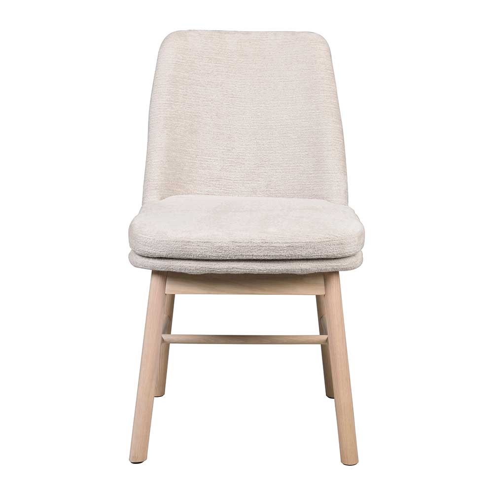 Polsterstuhl in Creme Strukturstoff - Peppino (2er Set)