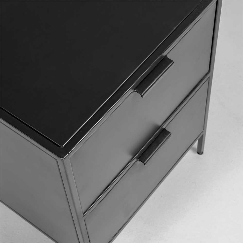 40x50x35 Metall Nachtkommode in Schwarz - Magde