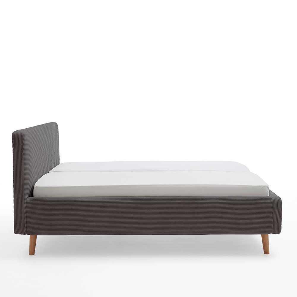 Graues Polsterbett mit Cord Bezug - Danae