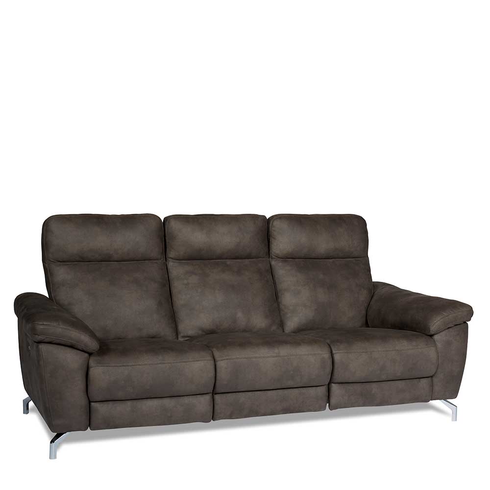 Microfaser Dreisitzer Sofa in Braun - Yisela