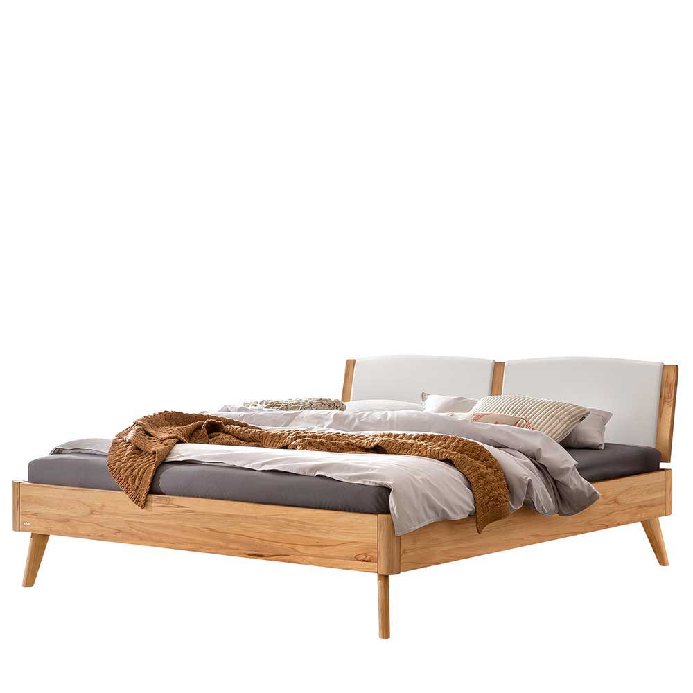 Bett aus Wildbuche massiv mit Kunstleder - Syanta