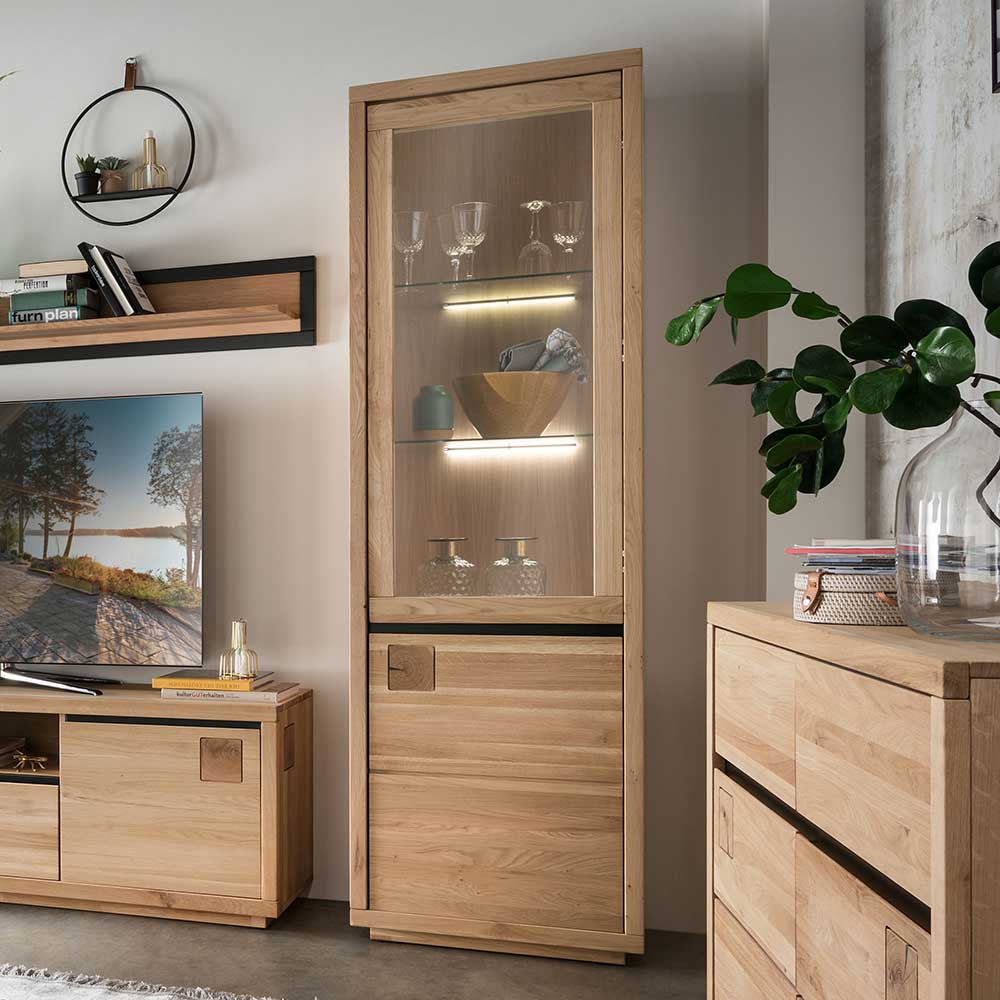 65x205x40 Echtholz Vitrine aus Wildeiche - Embleys