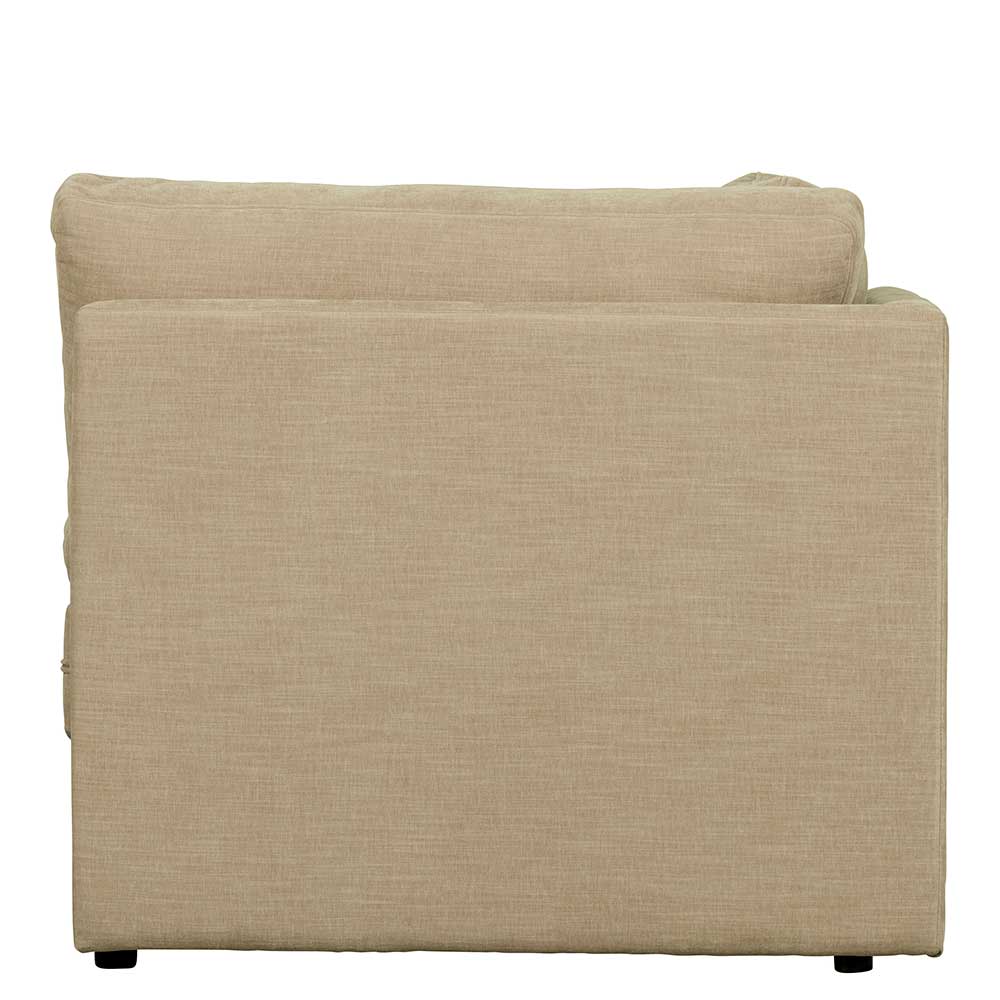 Rückseite des beigen Einzelsofa Moduls mit linker Armlehne und feiner Stoffstruktur – Philippe