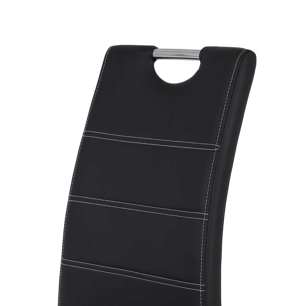 Schwarzer Stuhl mit Kunstleder - Vorenza (Set)